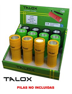 Display of 12 Mini LED Flashlights 1W in Assorted Colors