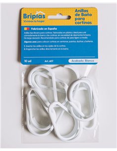 Shower curtain rings type snap hook 10 units white
