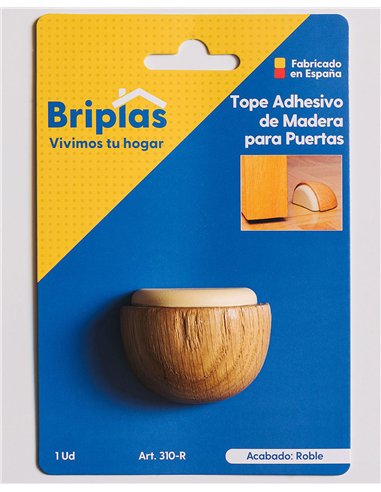 Adhesive wooden door stop in crescent oak