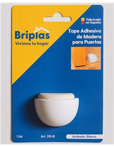 Fermaporta adesivo in legno a mezzaluna bianco