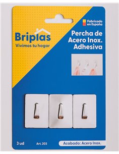 Adhesive stainless steel kitchen hook 3 U hooks