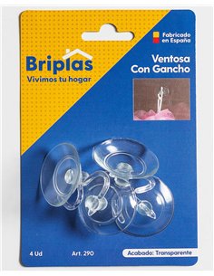 Colgador de Ventosa Transparente con Gancho - Pack de 4
