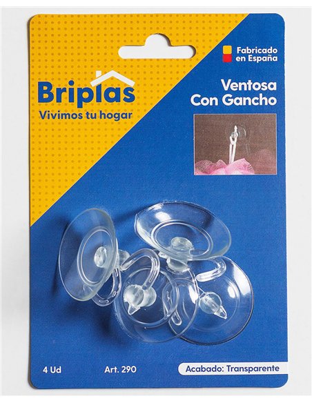 Colgador de Ventosa Transparente con Gancho - Pack de 4