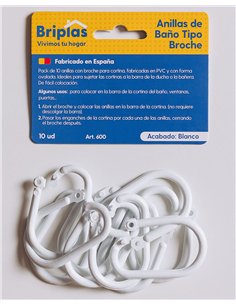 Shower curtain rings clip type 10 units white