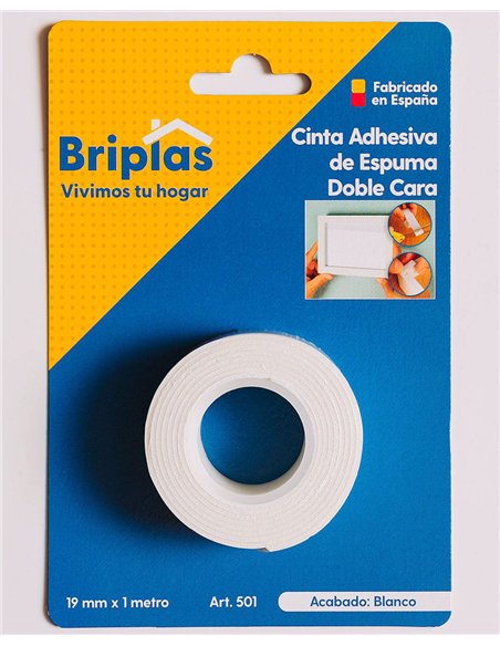 Double-sided foam adhesive tape 19 mm x 1 m white