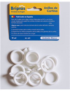 Universal shower curtain rings 10 pack white