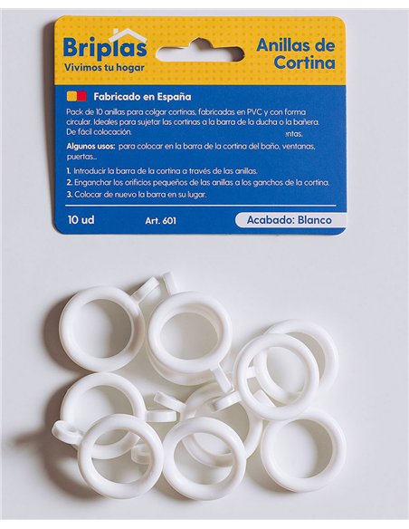 Anillas para cortina de baño tipo universal 10 unidades blanco