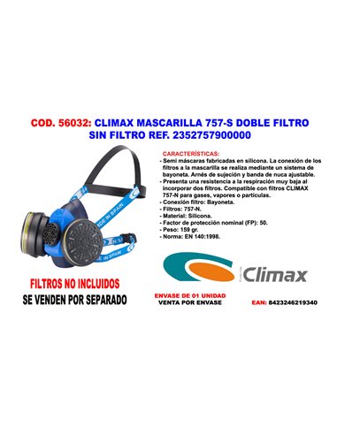 Climax 757-S Silicone Mask with Dual Filter