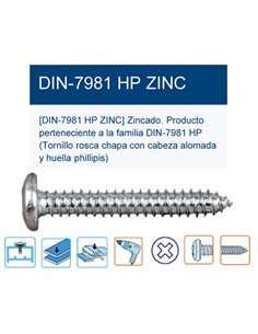 Tornillo de chapa DIN 7981HP alomado PH3 5,5x50