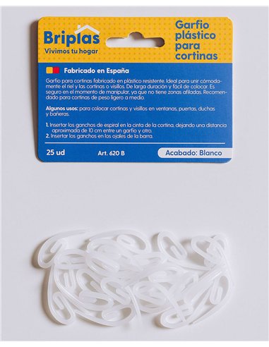 Shower Curtain Hook/Clip 25 Units White
