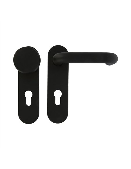 Conjunto de maçanetas e pomo preto para porta 3PB72