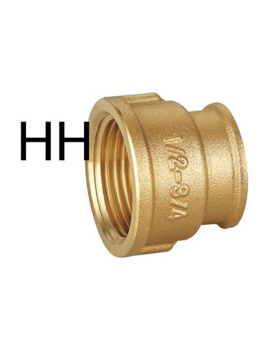 Reduced brass coupling H-H 1/2 - 3/4