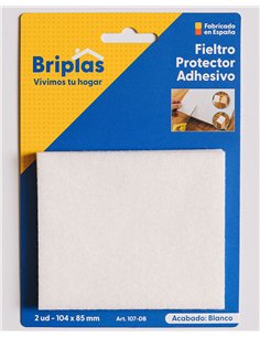 Adhesive rectangular felt white 104x85 mm - 2 units