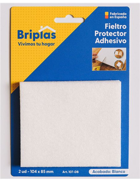 Adhesive rectangular felt white 104x85 mm - 2 units