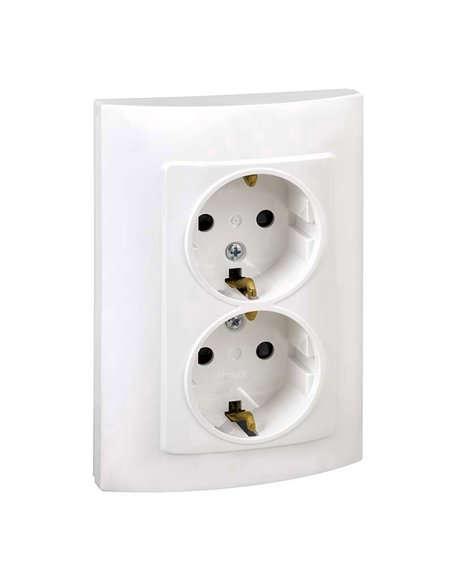 Doppelte Steckdose SIMON Serie 10 Weiß mit Erdung
