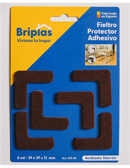 Brown adhesive felt 6 units square 39x39x12 mm
