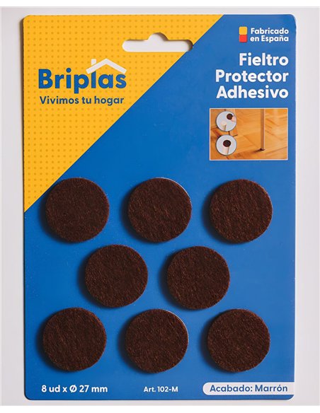Adhesive round felt brown 27 mm - 8 units