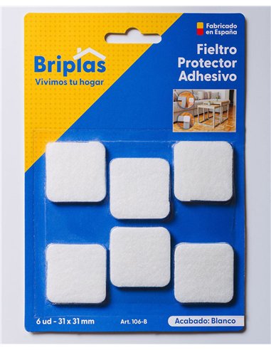 feutre adhésif carré 31x31 mm blanc briplast