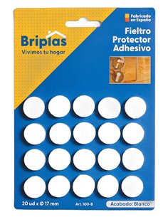 Fieltro Adhesivo Redondo 17 mm Blanco - 20 Unidades