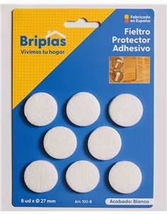 Adhesive round felt white 27 mm - 8 units