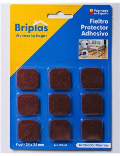 Feltro adesivo quadrato marrone 24x24 mm - 9 unità