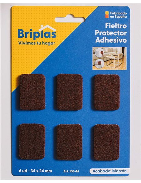Brown adhesive felt rectangular 34x24 mm - 6 units