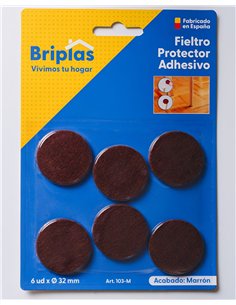 Brown adhesive felt round 32 mm - 6 units