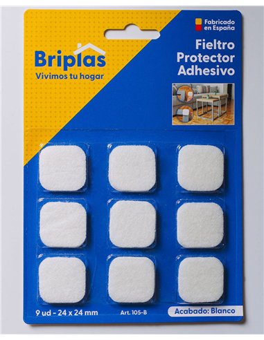 Adhesive felt square white 24x24 mm - 9 units