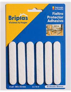 Fieltro adhesivo blanco 80x12 mm - 6 unidades