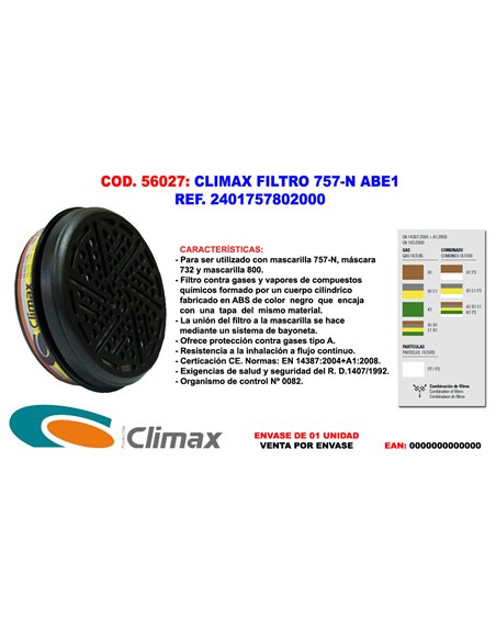 Climax 757-N ABEK1 Filter for 757-S Mask