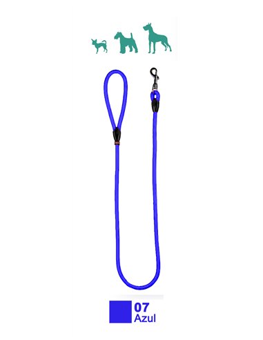 Correa de Nylon para Perros 110 cm Redonda 14 mm Azul