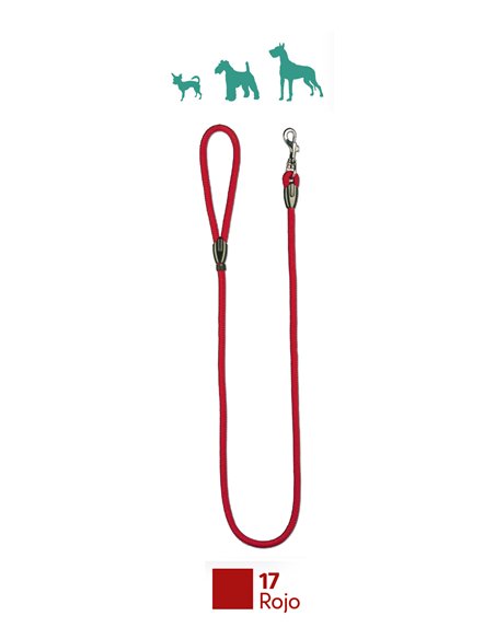 Nylon leash 110 cm round 14 mm for dogs - red color