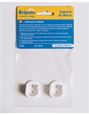 Shower curtain rod support 2 units white