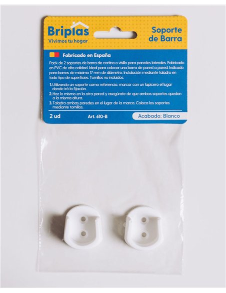 Shower curtain rod support 2 units white