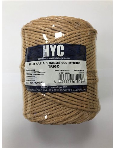 Raffia thread rope 3 strands 900 m wheat 750 grams