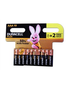Baterías Duracell Alcalina Blister 8+2 AAA K4 Plus Power