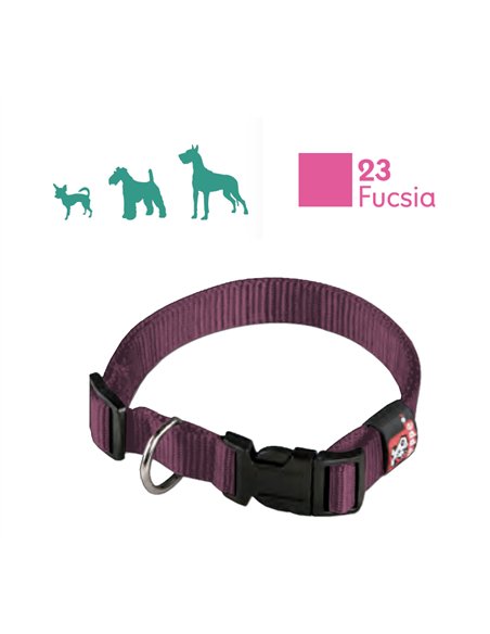Coleira de Nylon Regulável Fúcsia para Animais 30-44 cm