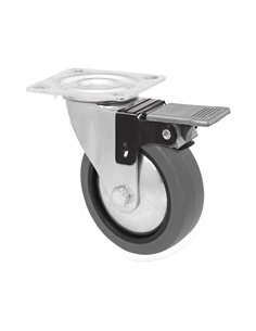 Roue de Mobilier 40 mm Caoutchouc Gris avec Plaque de Frein