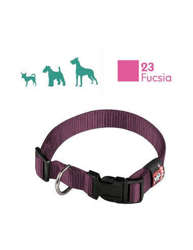 collier en nylon réglable fuchsia pour chiens 15-25 cm