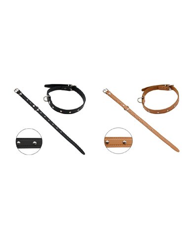 Leather Dog Collar with Hardware 350 x 13 mm