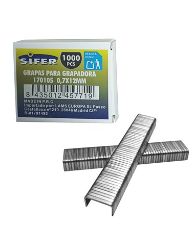 Grappe per Cucitrice 07x12mm - Scatola da 1000 Pcs