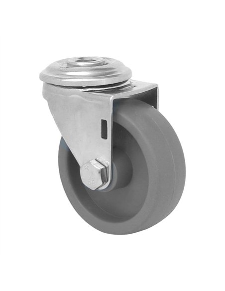 Roda de Mobiliário 25mm PP Cinza com Furo Passante