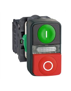 PULSADOR DOBLE LUM VER-ROJ 240V IP66