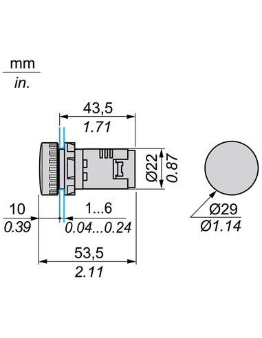 piloto luminoso naranja monobloque 24v