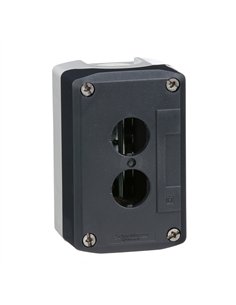Caja vacía, plástico, tapa gris oscura, para pulsador ø 22, 2 orificios