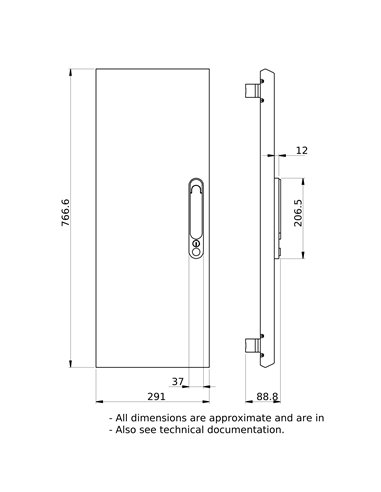 Puerta Plena G IP40 Pas.Lat. 15 modulos