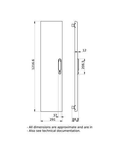 Puerta Plena G IP40 Pas.Lat. 24 modulos