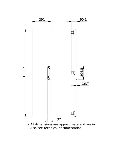 Puerta Plena G IP40 Pas.Lat. 27 modulos