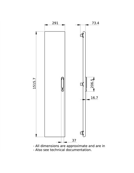 Puerta Plena G IP40 Pas.Lat. 30 modulos