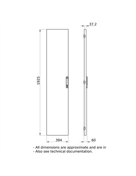 Puerta plena P IP30,ancho 400mm